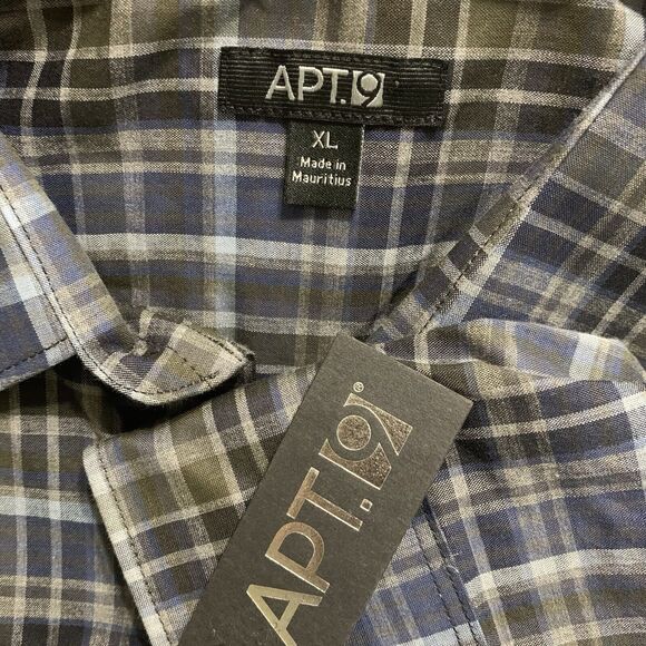 APT 9 Shirt Men XL Button Up Plaid Cotton Casual Corpcore Workwear Office New - Picture 3 of 11